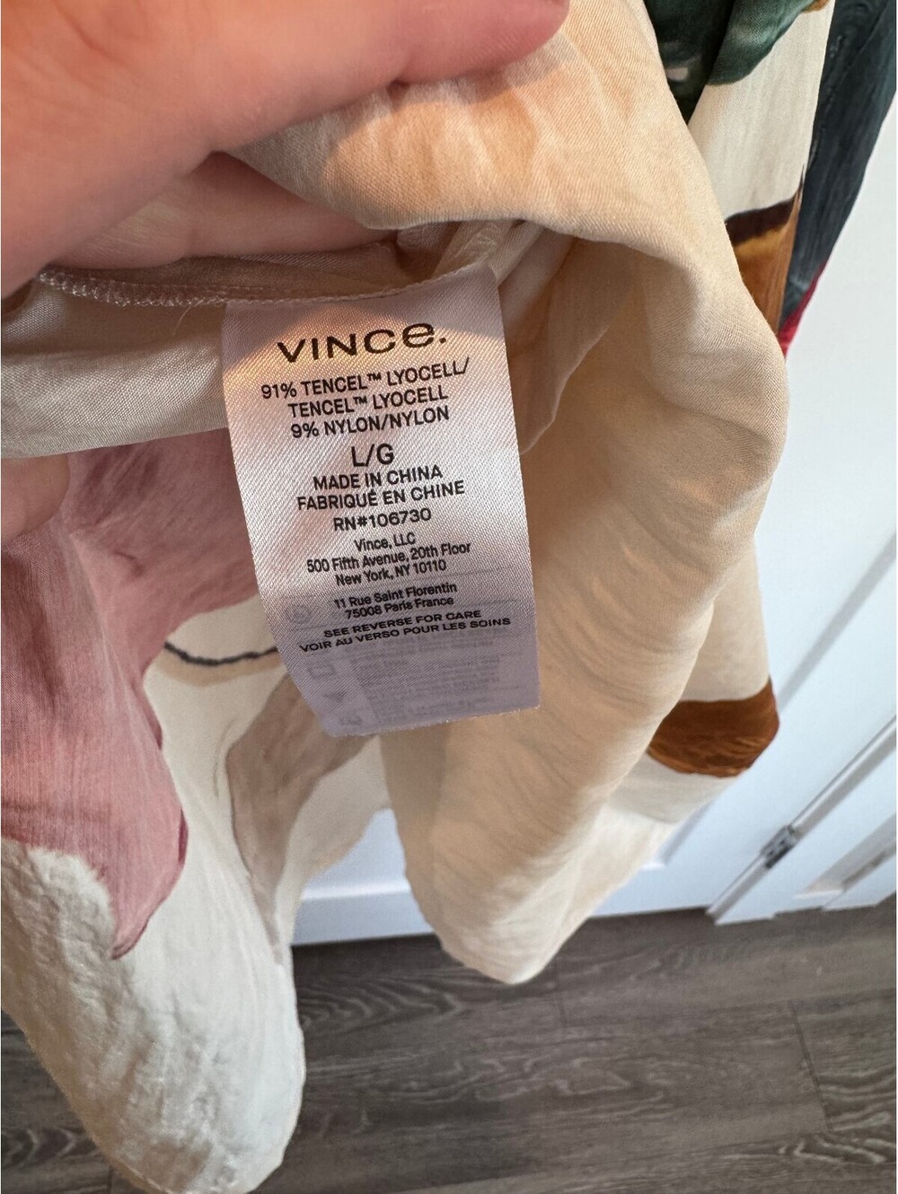 Vince Twist Knot Midi Skirt Size L Ivory Botanical Print Tencel Lyocell - Picture 6 of 6